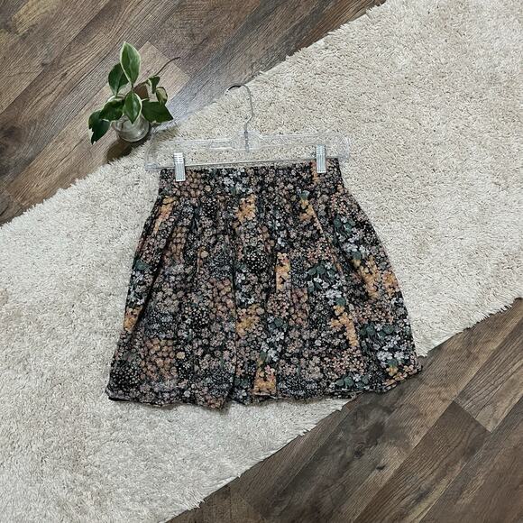 American Eagle Vintage Vibe Floral Pleated Cottage Core Linen Skater Mini Skirt - Picture 4 of 4